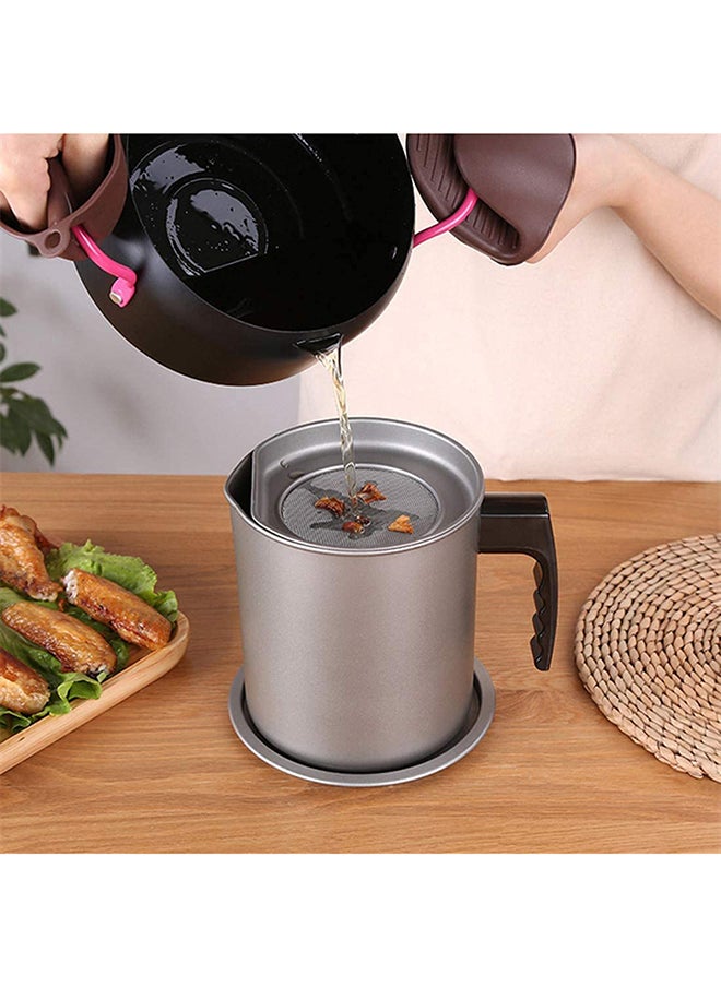 VIO 1.7L Oil Pot Filter Container Used Cooking Oil Grease Strainer Container Kitchen Deep Fat Filter Pot Metal Large Frying Oil Filter Storage Can  - Image 3