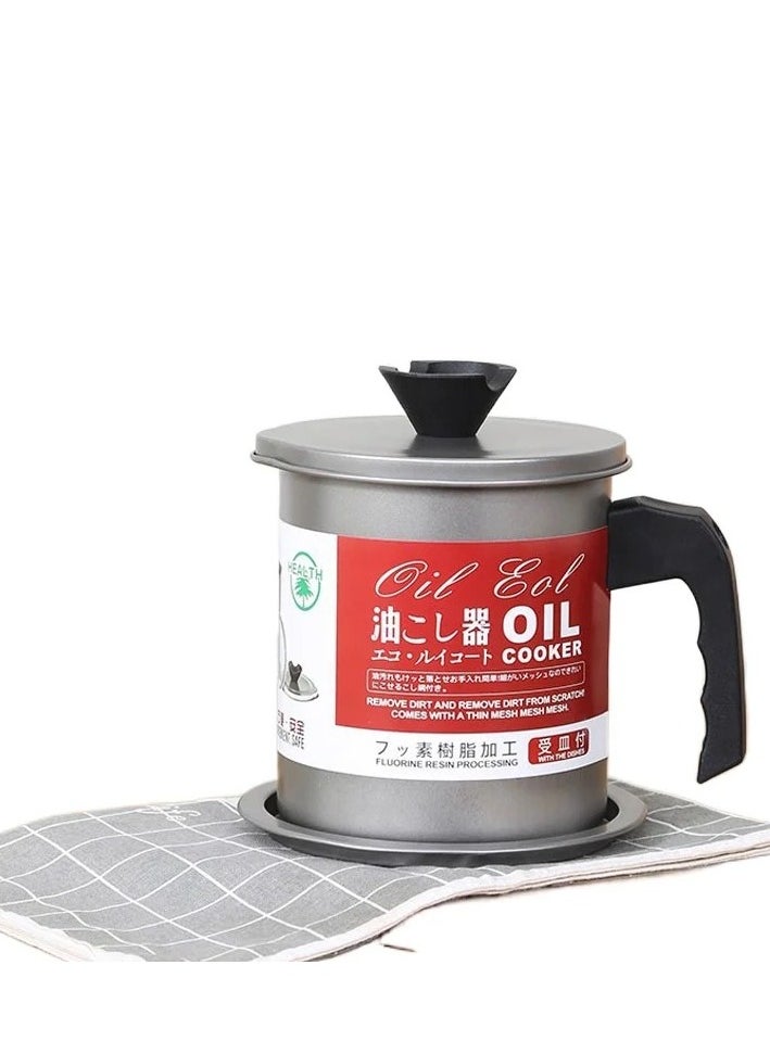 VIO - 1.7L Oil Pot Filter Container Used Cooking Oil Grease Strainer Container Kitchen Deep Fat Filter Pot Metal Large Frying Oil Filter Storage Can - Image 1