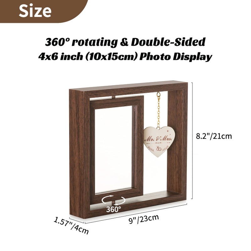 NUPTIO Wedding Gifts Picture Frame: Couples Gift Ideas for Mr and Mrs Bride Groom Newlywed Bridal Shower Christmas Engagement Anniversary 4x6 Rotating Double Sided Photo Frames with Heart Pendant - Image 5