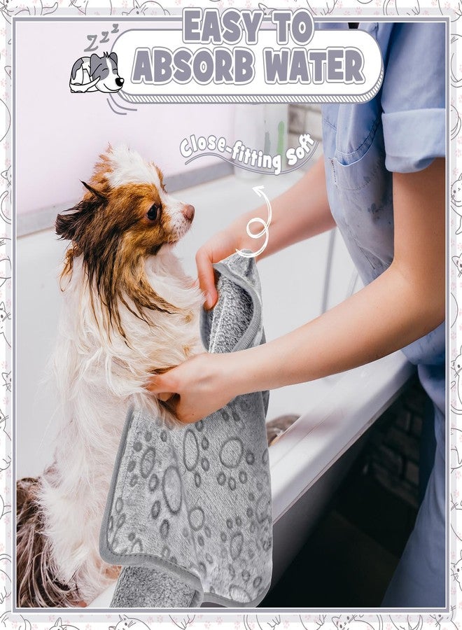 Tegeme 12 Pcs Pet Blankets Soft Fluffy Fleece Dog Cat Warm Paw Print Pattern Blankets Flannel Throw for Pets Dog Puppy Cat(23 x 16 Inch,Gray) - Image 4