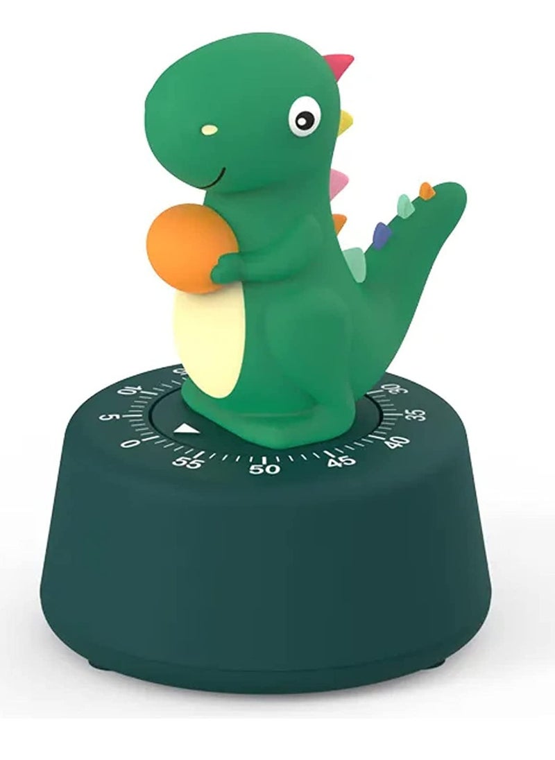 KASTWAVE Kitchen Timer, Cute Cartoon Dinosaur Timer Mechanical Counters Timer, Animal Digital Countdown Timer for Kids Home Office Worker Student Dark Green  - Image 1