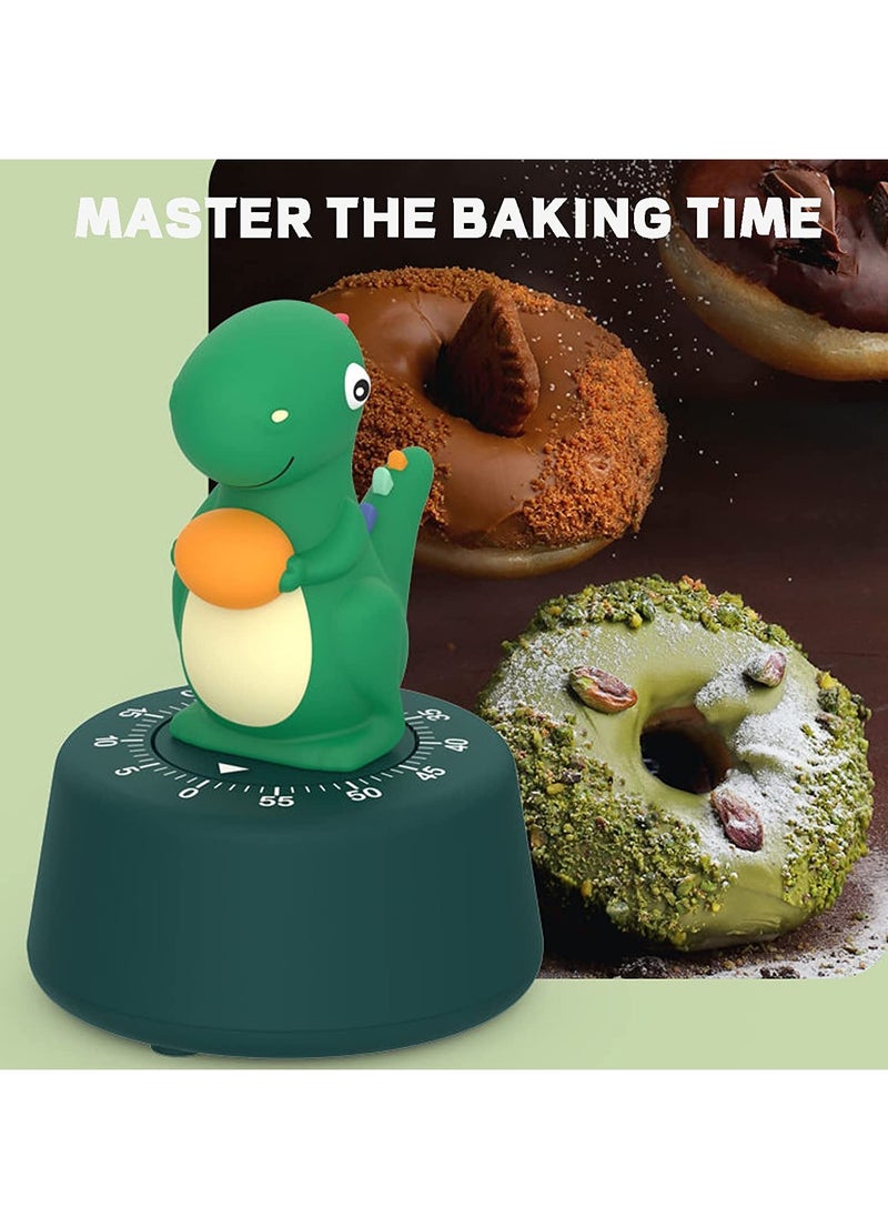 KASTWAVE Kitchen Timer, Cute Cartoon Dinosaur Timer Mechanical Counters Timer, Animal Digital Countdown Timer for Kids Home Office Worker Student Dark Green  - Image 5