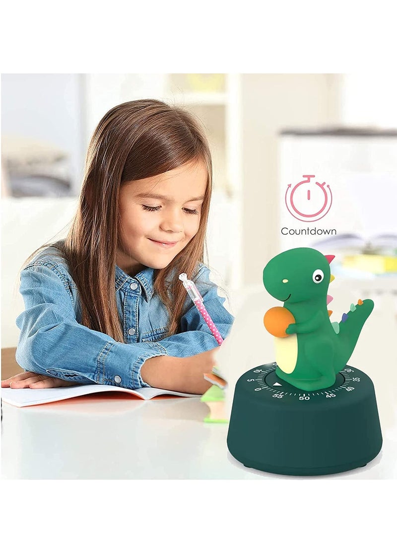 KASTWAVE Kitchen Timer, Cute Cartoon Dinosaur Timer Mechanical Counters Timer, Animal Digital Countdown Timer for Kids Home Office Worker Student Dark Green  - Image 2