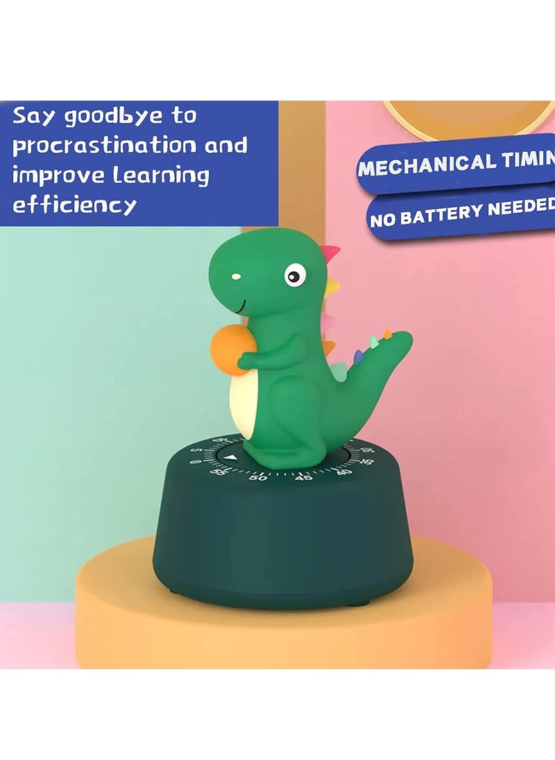 KASTWAVE Kitchen Timer, Cute Cartoon Dinosaur Timer Mechanical Counters Timer, Animal Digital Countdown Timer for Kids Home Office Worker Student Dark Green  - Image 4