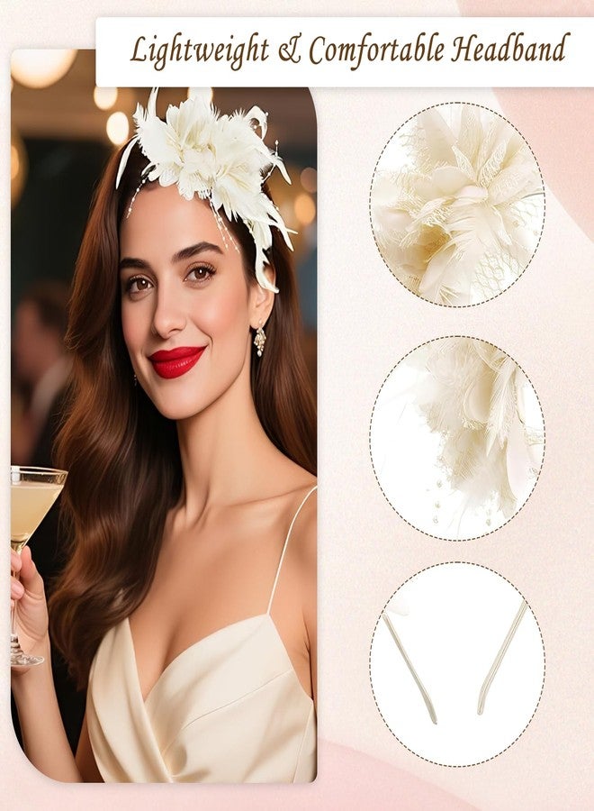 TecoKart® Retro Hair Tiara for Women with Feathers and Flower Lightweight & Elegant Design | Comfortable Fit for Cocktail Party, Wedding, Tea Party - Image 3