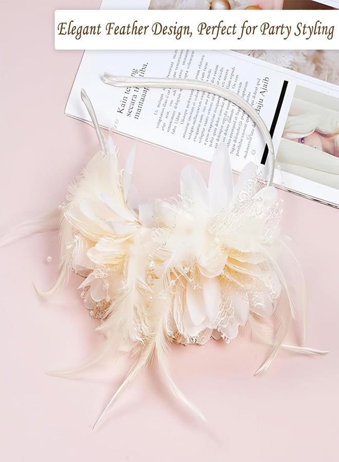 TecoKart® Retro Hair Tiara for Women with Feathers and Flower Lightweight & Elegant Design | Comfortable Fit for Cocktail Party, Wedding, Tea Party - Image 4