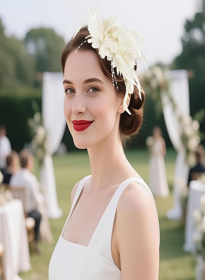 TecoKart® Retro Hair Tiara for Women with Feathers and Flower Lightweight & Elegant Design | Comfortable Fit for Cocktail Party, Wedding, Tea Party - Image 5