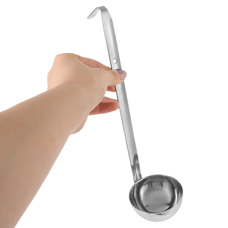Stainless Steel Soup Ladle 90ml Capacity Thickened One Piece Measuring And Serving Spoon With Hook Handle For Kitchen Baking Restaurant Use - Image 5