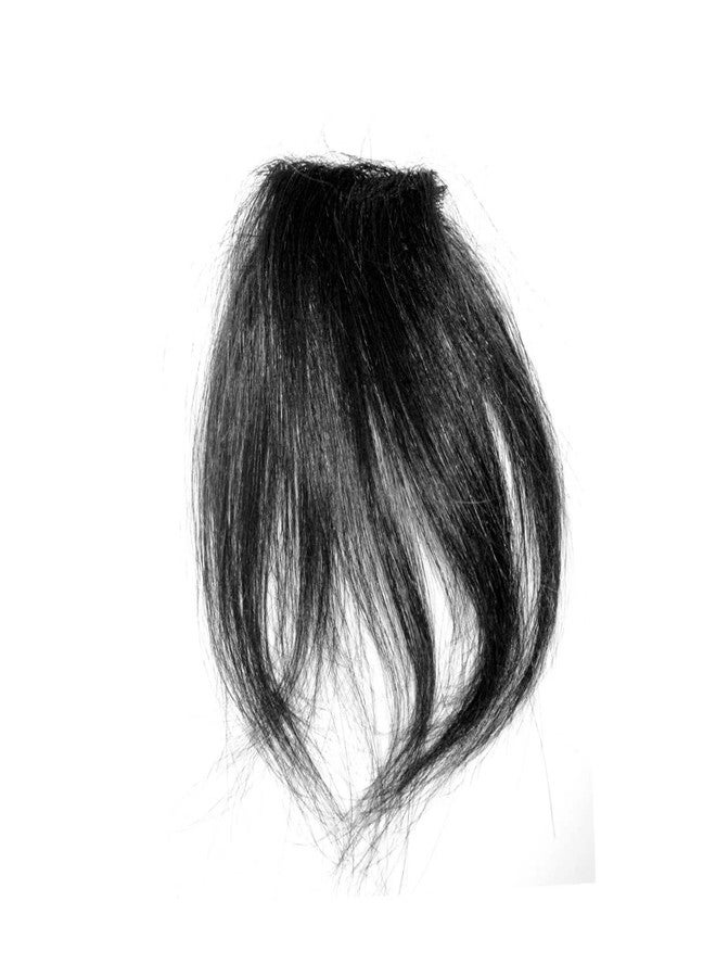 غلان وصلة شعر من شعر بشري طبيعي من جلان، غرة مموجة، مشبك شعر (أسود)، قطعة واحدة - Image 2