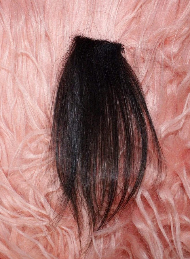 غلان وصلة شعر من شعر بشري طبيعي من جلان، غرة مموجة، مشبك شعر (أسود)، قطعة واحدة - Image 3