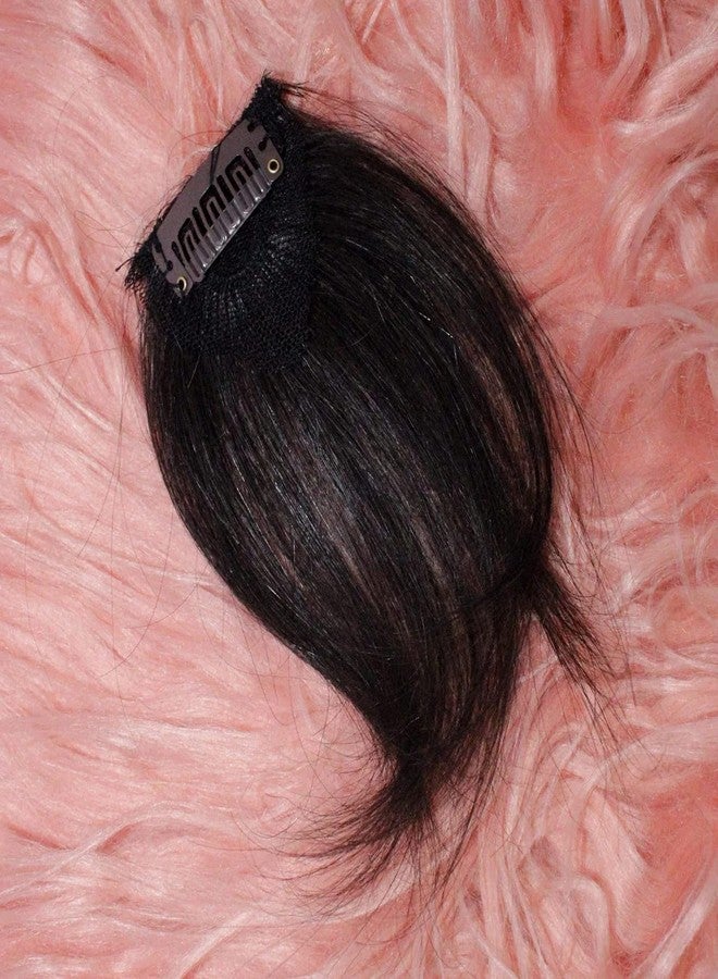 غلان وصلة شعر من شعر بشري طبيعي من جلان، غرة مموجة، مشبك شعر (أسود)، قطعة واحدة - Image 4