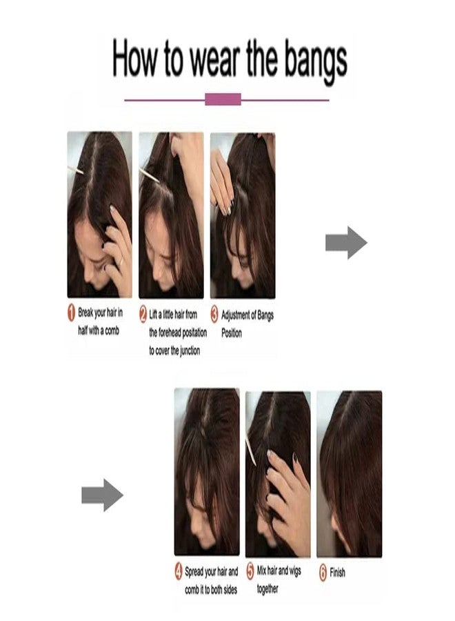 غلان وصلة شعر من شعر بشري طبيعي من جلان، غرة مموجة، مشبك شعر (أسود)، قطعة واحدة - Image 5