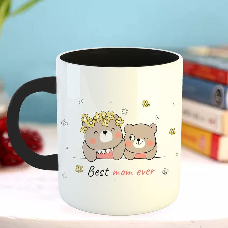 Happu Mothers Day TeaCoffee Printed Mug Mothers Day Quotes Best Mom Ever Bear Mother Day Coffee Mug Mothers Day Gift for Mom Special Gifts for Working WomenHomemakerMom 325ML 4305BK - Image 3