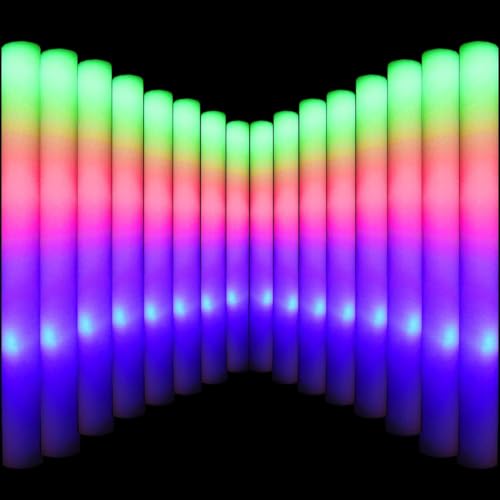 LifBetter Light Up Glow Sticks Bulk LED Foam Sticks in The Dark with 3 Modes Flashing Led Foam Multicolor Batons Light up Party Favors for Birthdays Weddings Concerts Festivals 20pcs - Image 1