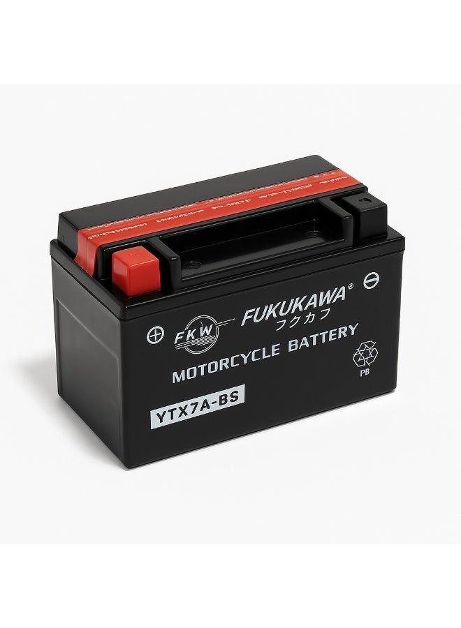 Fukukawa بطارية دراجات نارية FUKUKAWA YTX7A-BS 12 فولت 7 أمبير 105 CCA – بطارية رصاص تقليدية قابلة لإعادة التعبئة مع عبوات حمض للدراجات والسكوترات والـ ATV - Image 1