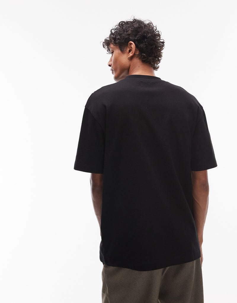 TOPMAN oversized fit interlock with floral embroidery t-shirt - Image 2