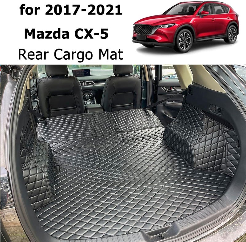 7DEEKEI Cargo Mat Compatible with 2017-2022 Mazda CX-5 CX5 Trunk Mat and Rear Backrest Mat Cargo Liners All Weather | (and Rear Left and Right Side Panels) Cargo Liners - Image 3