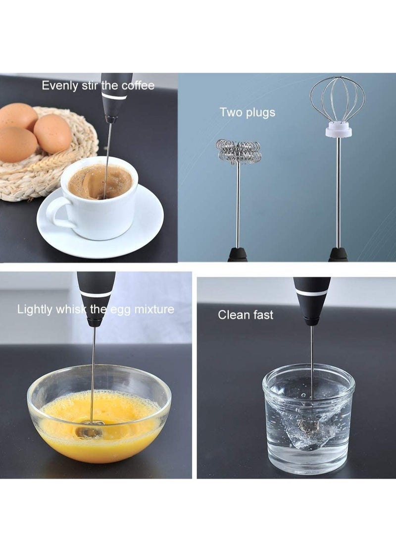 Milk Frother, Handheld Electric Foam Maker for Lattes - Whisk Drink Mixer with 2 Stainless Whisks, 3-Speed Adjustable, Mini Foamer for Cappuccino, Frappe, Matcha, Hot Chocolate - Image 4