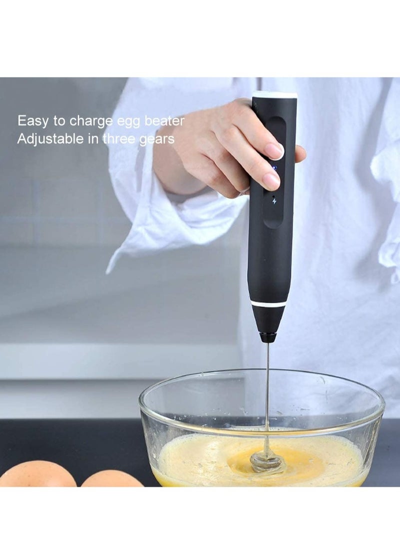 Milk Frother, Handheld Electric Foam Maker for Lattes - Whisk Drink Mixer with 2 Stainless Whisks, 3-Speed Adjustable, Mini Foamer for Cappuccino, Frappe, Matcha, Hot Chocolate - Image 5