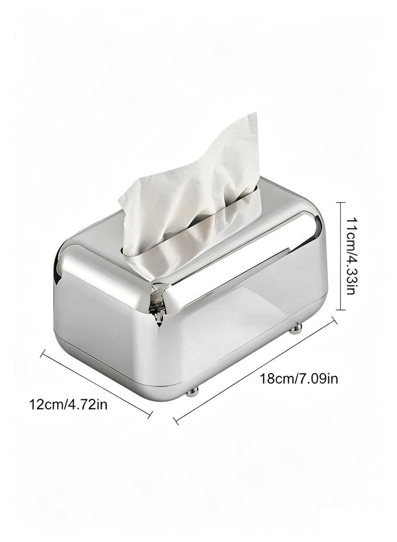MAIDI Luxury Silver Tissue Box Cover | Elegant Rectangular Napkin Holder & Modern Decorative Organizer for Living Room, Office & Home Decor - Image 3