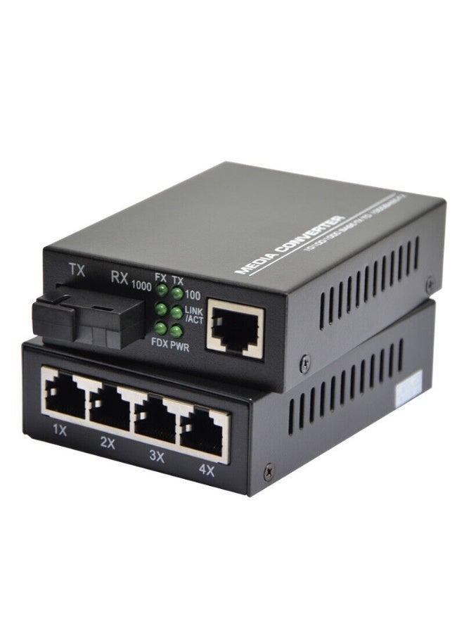 محول وسائط شبكة، 10-100-1000 ميجابت، سنجل مود ، 4 منافذ POE، محول إيثرنت - Image 1