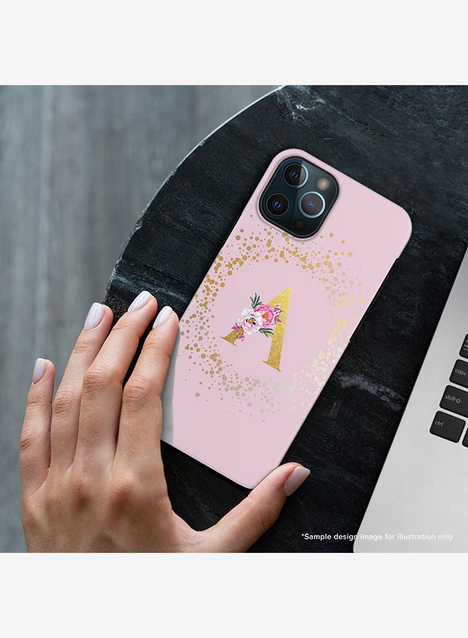 Monogram Tough Series for Apple iPhone 12 Pro Custom Initials Floral Pattern Tough Pro Dual Layer hybrid PC inner TPU protection Alphabet- V (Pink)