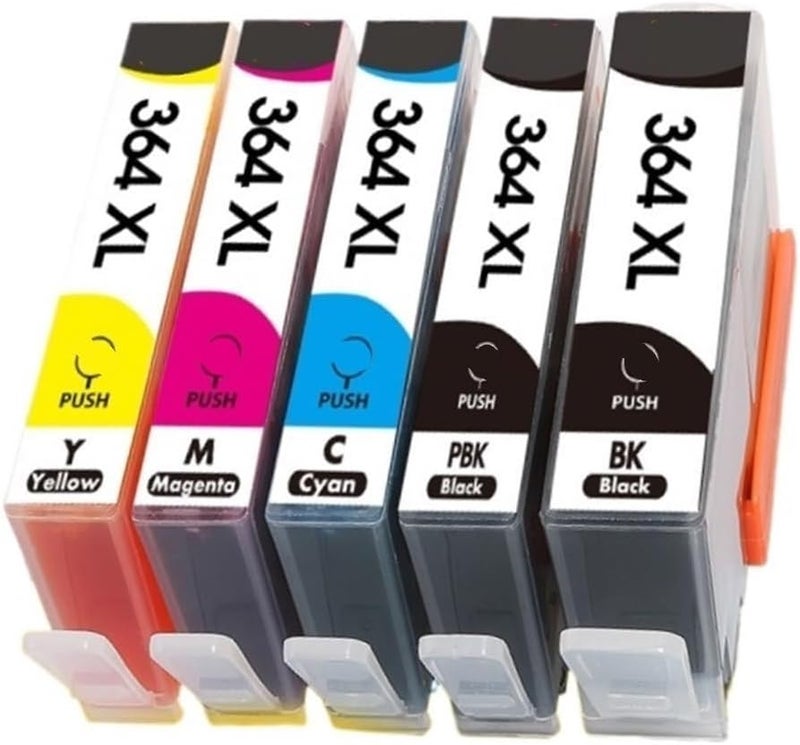 5 قطع من خراطيش الحبر 364 XL المتوافقة مع طابعات HP Photosmart 5510 و5515 و6510 وDeskjet 3070A وB010a وB109a وB209a - Image 2