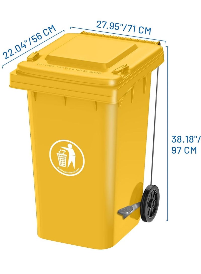 Festive Gallery Garbage Bin 120 Litre with wheel and pedal - Heavy Duty Kitchen Dust Bin Outdoor Recycle Trash Can Large Industrial Waste bin Trash bin (Yellow) - Image 2