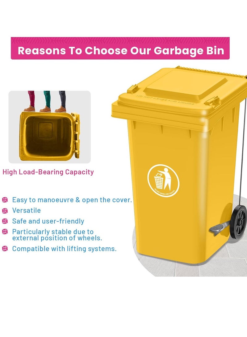 Festive Gallery Garbage Bin 120 Litre with wheel and pedal - Heavy Duty Kitchen Dust Bin Outdoor Recycle Trash Can Large Industrial Waste bin Trash bin (Yellow) - Image 4
