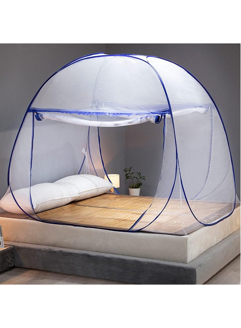 Portable Pop Up Mosquito Net Tent 150 * 200 * 150cm Foldable Mosquito Sleeping Net Double Door Zip Portable Tent Suit for Twin to King Size Bed for Bed Camping Traveling Easy to Install  - Image 1