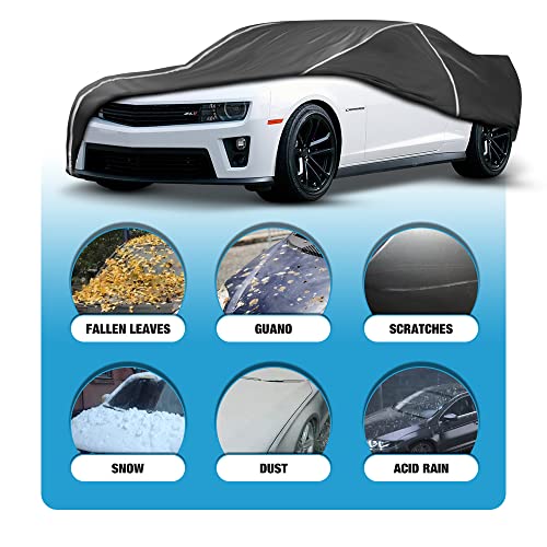 BERKSYDE Waterproof Car Cover Compatible for Chevy Camaro 2010-2024 All Weather 6 Layers Full Car Cover with Storage Bag - Image 2