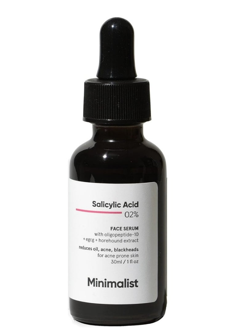 MINIMALIST Minimalist 2% Salicylic Acid Serum For Acne, Blackhead & Open Pores | Reduces Excess Oil & Bumpy Texture | BHA Liquid Exfoliant for Acne Prone & Oily Skin | For Women & Men | 1 Fl Oz/30ml - Image 1