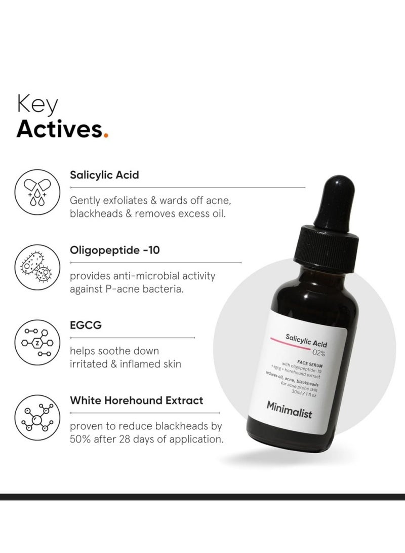 MINIMALIST Minimalist 2% Salicylic Acid Serum For Acne, Blackhead & Open Pores | Reduces Excess Oil & Bumpy Texture | BHA Liquid Exfoliant for Acne Prone & Oily Skin | For Women & Men | 1 Fl Oz/30ml - Image 4