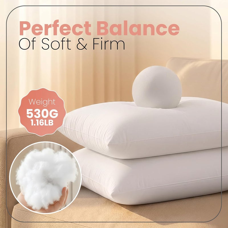 Throw Pillows Insert (Pack of 2, White) - 14 x 22 Inches Bed and Couch Pillows - Indoor Decorative Pillows - Image 2