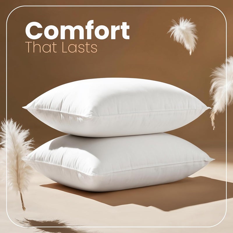 Throw Pillows Insert (Pack of 2, White) - 14 x 22 Inches Bed and Couch Pillows - Indoor Decorative Pillows - Image 4