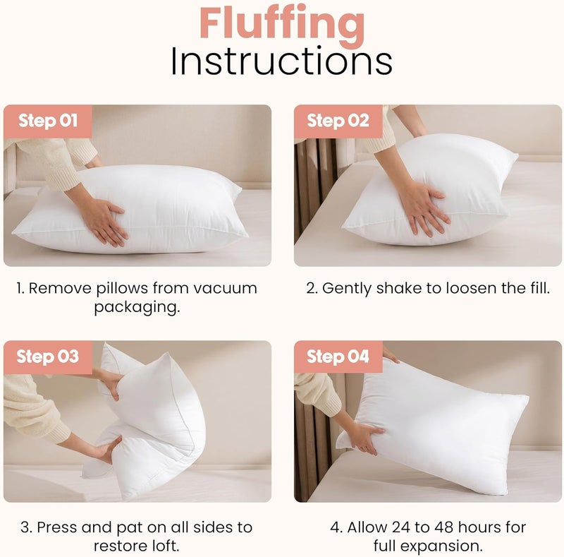 Throw Pillows Insert (Pack of 2, White) - 14 x 22 Inches Bed and Couch Pillows - Indoor Decorative Pillows - Image 3