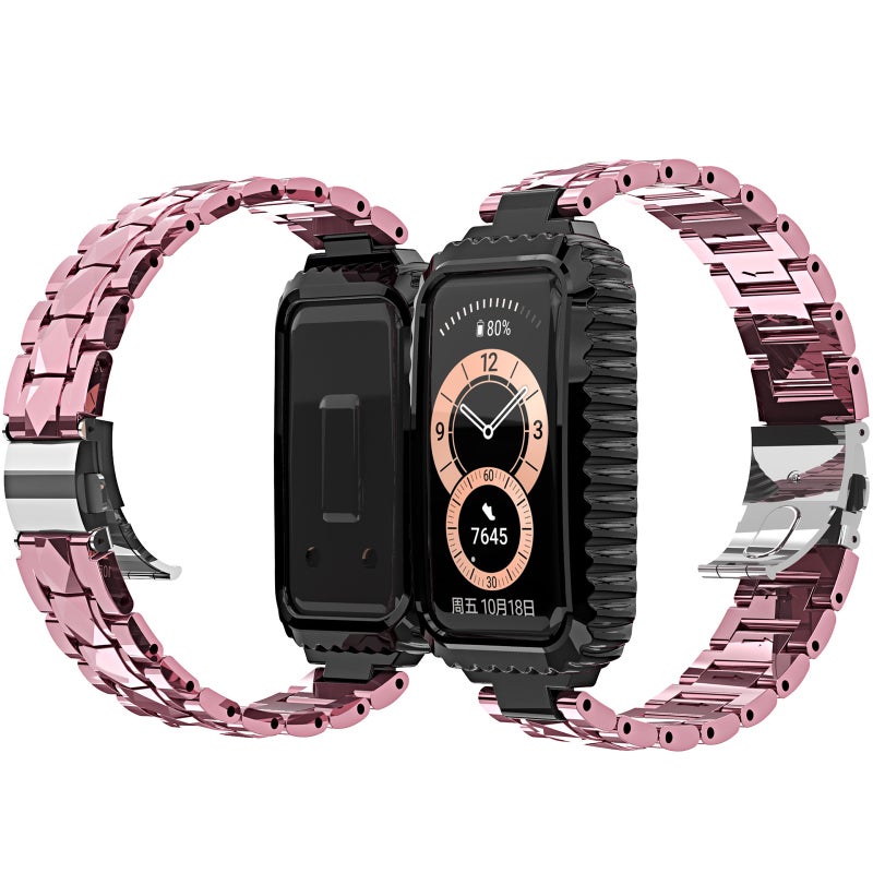 erorex For Huawei Band 6 / Honor Band 6 Stainless Steel Watch Band(Rose Gold) - Image 1