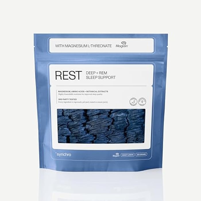 Synchro Rest Sleep Supplement - Magnesium L-Threonate Powder with L-Theanine, Glycine, Lemon Balm Extract & Apigenin - Melatonin-Free Magnesium Powder for Sleep - Sweet Lemon Flavor - 30 Servings - Image 1