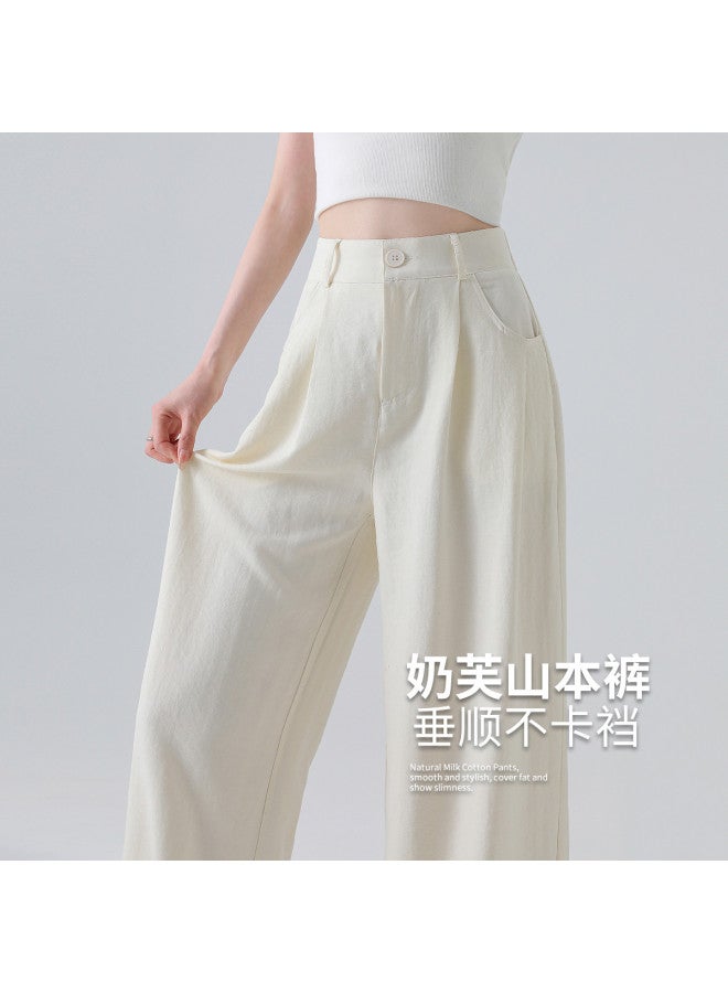 Baleno summer Fashion High-waisted Draped Thin Breathable Textured Versatile Wide-leg Pants For Women - Image 3