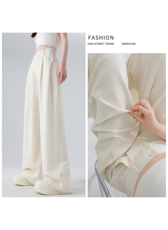 Baleno summer Fashion High-waisted Draped Thin Breathable Textured Versatile Wide-leg Pants For Women - Image 5