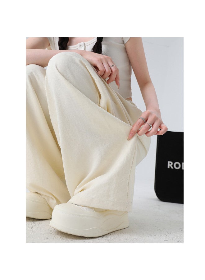 Baleno summer Fashion High-waisted Draped Thin Breathable Textured Versatile Wide-leg Pants For Women - Image 4