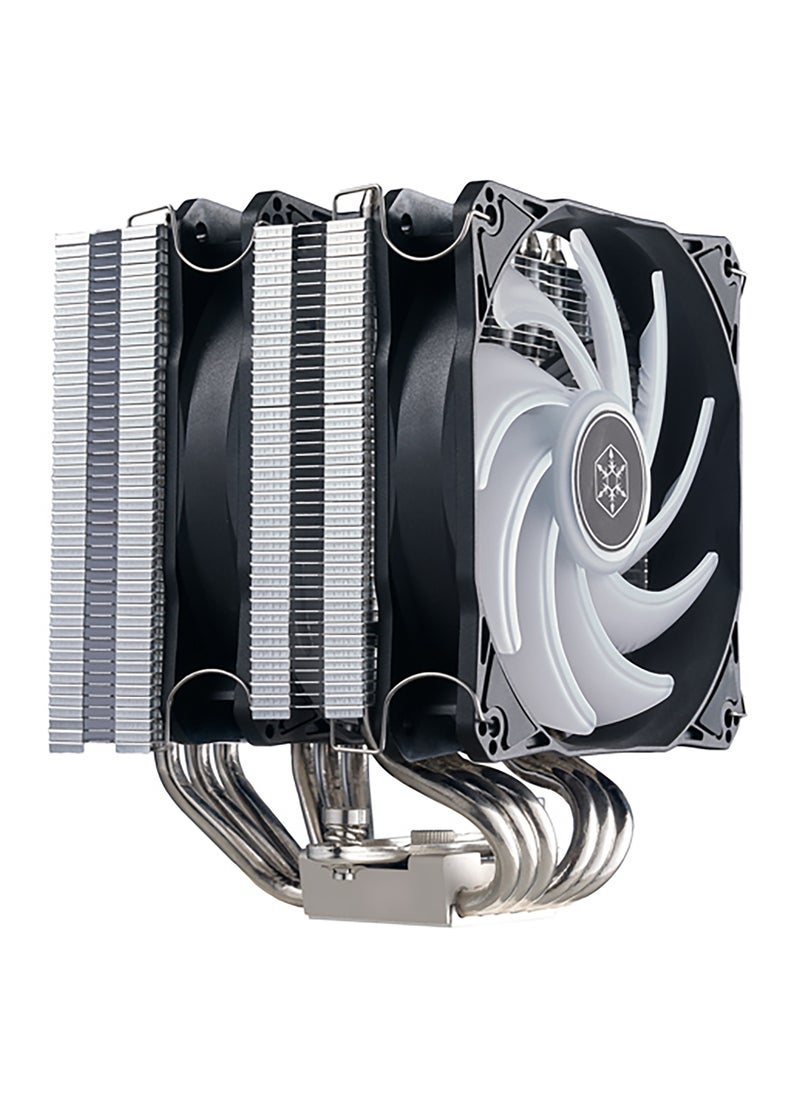 SilverStone - مبرد وحدة المعالجة المركزية Hydrogon D120 ARGB ثنائي البرج مزود بـ 6 أنابيب حرارية ومراوح ARGB مزدوجة مقاس 120 مم - Image 1