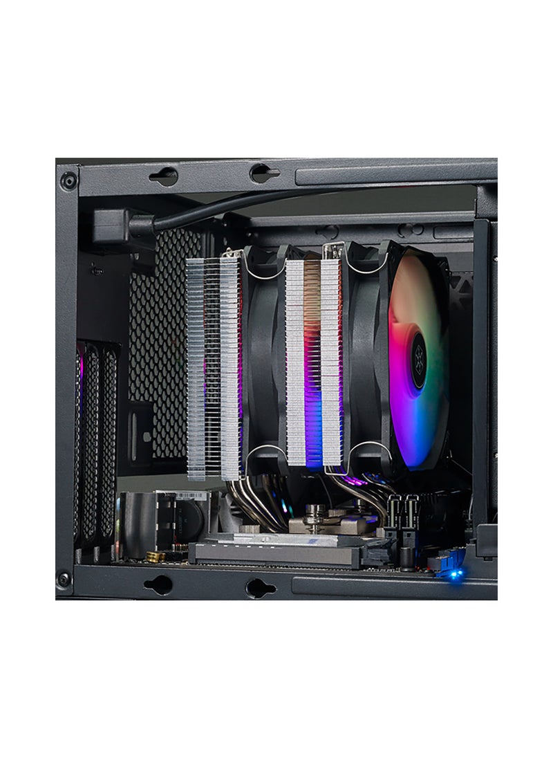 SilverStone - مبرد وحدة المعالجة المركزية Hydrogon D120 ARGB ثنائي البرج مزود بـ 6 أنابيب حرارية ومراوح ARGB مزدوجة مقاس 120 مم - Image 1