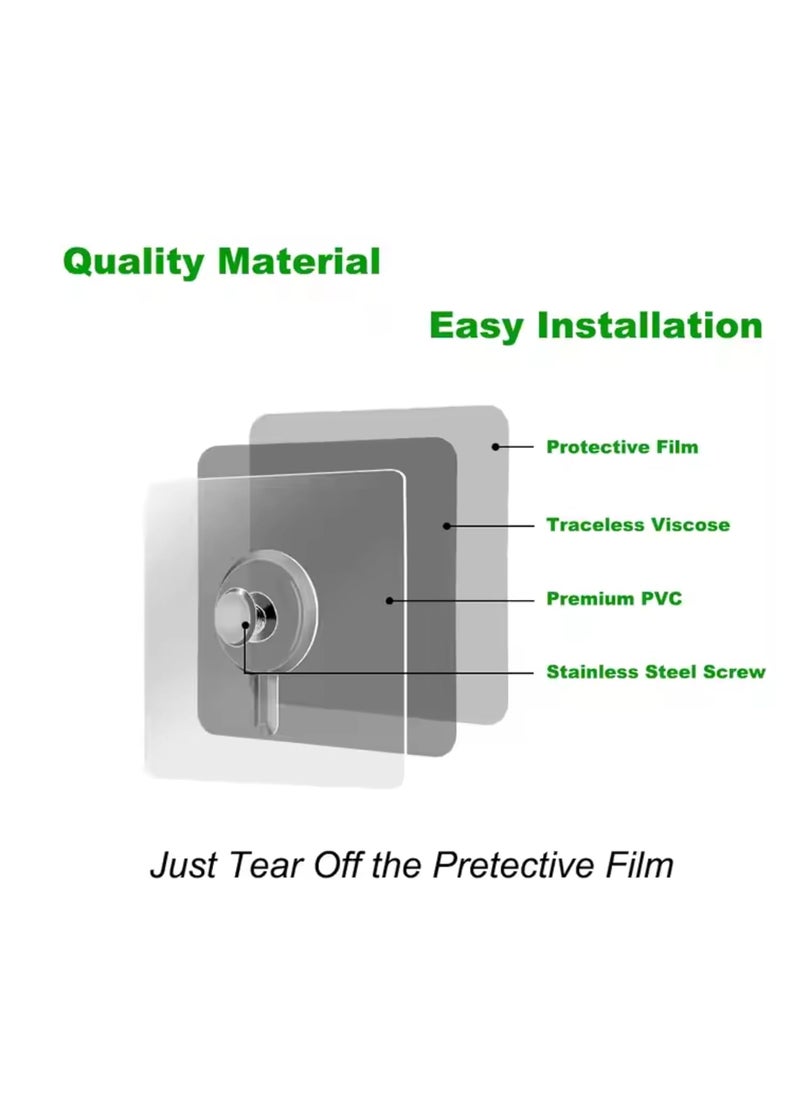 Generic Iconic International Waterproof Damp Proof Wall Hooks Self Adhesive No Drill Stainless Steel 20 Packs Transparent Wall Hanging Picture Frame Hook HoleFree Screw  - Image 2