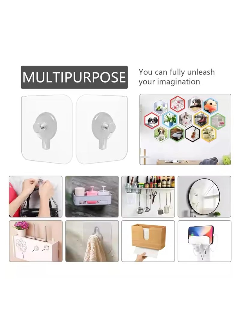 Generic Iconic International Waterproof Damp Proof Wall Hooks Self Adhesive No Drill Stainless Steel 20 Packs Transparent Wall Hanging Picture Frame Hook HoleFree Screw  - Image 5