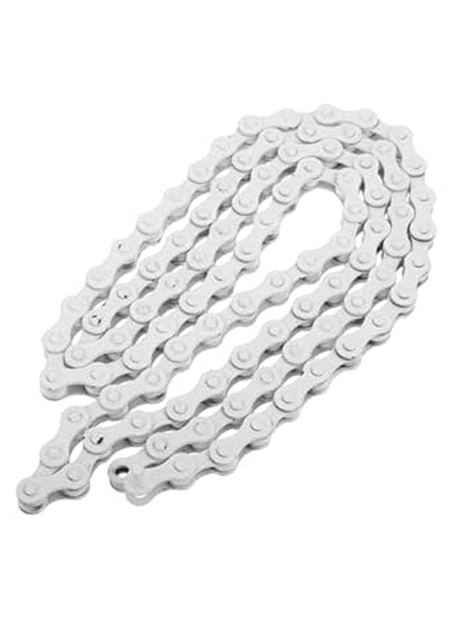 White Steel Single Speed Bicycle Chain for Mountain and Fixed Gear Bikes - Image 1