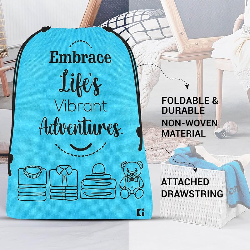 Kuber Industries Pack of 12 Cloth Storage Bag NonWoven Storage Organizer Travel Cloth Carrying Bag Garments Cover for Laundry Travel Storage Organizer for Clothing Large Sky Blue - Image 2