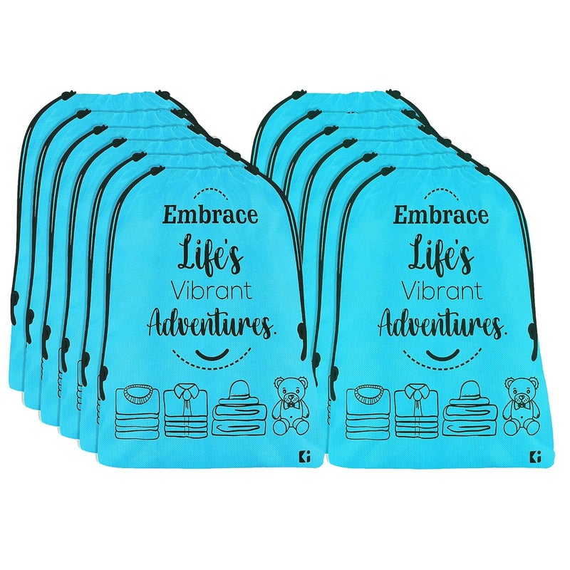 Kuber Industries Pack of 12 Cloth Storage Bag NonWoven Storage Organizer Travel Cloth Carrying Bag Garments Cover for Laundry Travel Storage Organizer for Clothing Large Sky Blue - Image 1