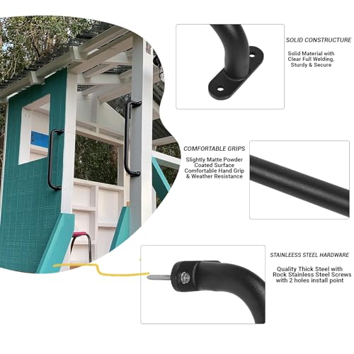 Purife 17 Inch Black Playground Handles Metal Set of 2 - Playset Safety Handles, Swing Sets Accessories Grab Handle, Indoor Kids Climbing Monkey Bar for Playhouse, Treehouse, Jungle Gym - Image 3