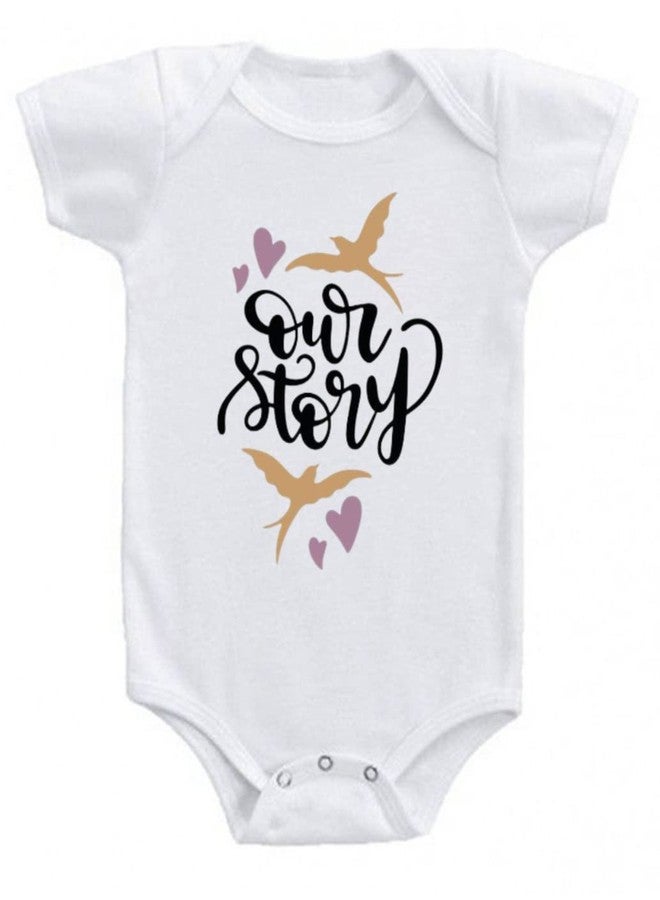 American Apple Printed Romper Dress Baby Sleep Suit For Baby Boys & Baby Girls Printed Birthday Vacation Gift Rompers T-Shirt (0-3 Months, Our Story 2) - Image 1